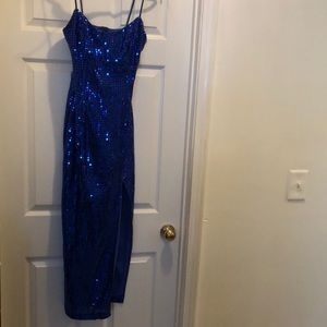 Blue Sequin size Small dress with split